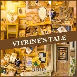 DIY Miniature Dollhouse Kit Jewelry Shop 3D Wooden Puzzle Model with LED Light