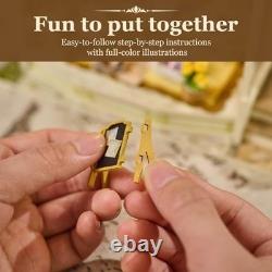 DIY Miniature Dollhouse Kit Jewelry Shop 3D Wooden Puzzle Model with LED Light