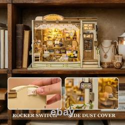 DIY Miniature Dollhouse Kit Jewelry Shop 3D Wooden Puzzle Model with LED Light