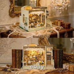 DIY Miniature Dollhouse Kit Jewelry Shop 3D Wooden Puzzle Model with LED Light