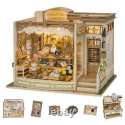 DIY Miniature Dollhouse Kit Jewelry Shop 3D Wooden Puzzle with LED Light, Uniq