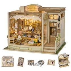 DIY Miniature Dollhouse Kit Jewelry Shop 3D Wooden Puzzle with LED Light, Uniq