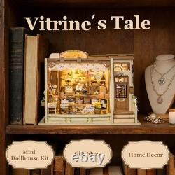DIY Miniature Dollhouse Kit Jewelry Shop 3D Wooden Puzzle with LED Light, Uniq