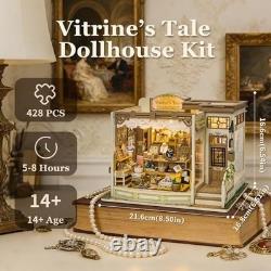 DIY Miniature Dollhouse Kit Jewelry Shop 3D Wooden Puzzle with LED Light, Uniq