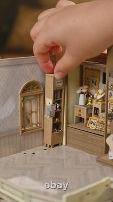 DIY Miniature Dollhouse Kit Jewelry Shop 3D Wooden Puzzle with LED Light, Uniq
