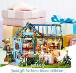DIY Miniature Dollhouse Kit Rose Garden Tea House, 124 Scale with LED Lights