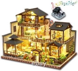 DIY Miniature Dollhouse Kit with Furniture and LED Lights Japanese Wooden