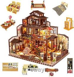 DIY Miniature Dollhouse Kit with Furniture and LED Lights Japanese Wooden