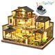 DIY Miniature Dollhouse Kit with Furniture and LED Lights, Japanese Wooden Do