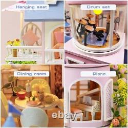 DIY Miniature Dollhouse Kit with Furniture and LED Lights, Large Castle Model