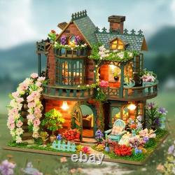DIY Miniature Dollhouse Spiritual Garde 3D Wooden Puzzle Building Toy withLED Gift