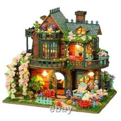 DIY Miniature Dollhouse Spiritual Garde 3D Wooden Puzzle Building Toy withLED Gift