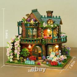 DIY Miniature Dollhouse Spiritual Garde 3D Wooden Puzzle Building Toy withLED Gift