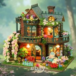 DIY Miniature Dollhouse Spiritual Garde 3D Wooden Puzzle Building Toy withLED Gift