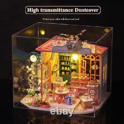 DIY Miniature Dollhouse kit, Wooden Mini Tea House Includes Dustcover and Music