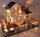 DIY Miniature Garden Wooden Dollhouse Pool Villa Furniture Kit LED Birthday Gift