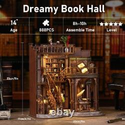 DIY Miniature House Kit, Book Nook Kit, 3D Wooden Puzzles Bookshelf Craft Kit