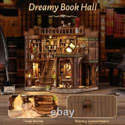 DIY Miniature House Kit, Book Nook Kit, 3D Wooden Puzzles Bookshelf Craft Kit