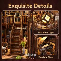 DIY Miniature House Kit, Book Nook Kit, 3D Wooden Puzzles Bookshelf Craft Kit