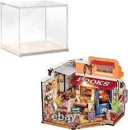 DIY Miniature House Kit Corner Bookstore with Dustproof Display