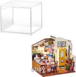 DIY Miniature House Kit Cozy Kitchen Display Box Dust