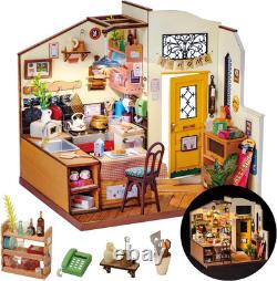 DIY Miniature House Kit Cozy Kitchen Display Box Dust