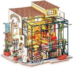 DIY Miniature House Kit Emily's Flower Shop with Dustproof Display