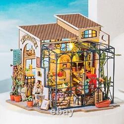 DIY Miniature House Kit Emily's Flower Shop with Dustproof Display