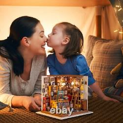 DIY Miniature House Kit Emily's Sam's Bookstore Display Box Dust