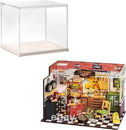 DIY Miniature House Kit Garage Workshop with Dustproof Display