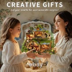 DIY Miniature House Kit, Mini House Building Kit with LED, DIY Miniature Kit