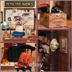 DIY Miniature House Kit Mose's Detective Agency with Dustproof Display