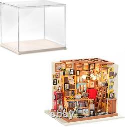 DIY Miniature House Kit Sam's Study with Dustproof Display