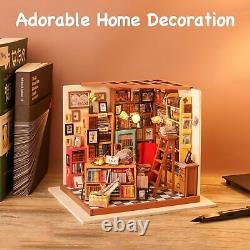 DIY Miniature House Kit Sam's Study with Dustproof Display