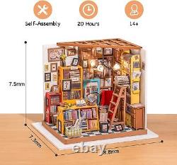 DIY Miniature House Kit Sam's Study with Dustproof Display