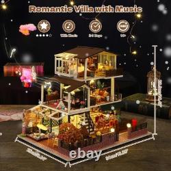 DIY Miniature House Kit, Tiny 3D Wooden European Retro Villa, Mini Dollhouse