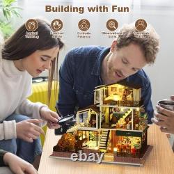 DIY Miniature House Kit, Tiny 3D Wooden European Retro Villa, Mini Dollhouse