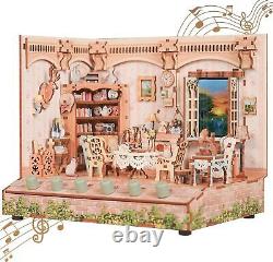 DIY Miniature House Kit Wooden Dollhouse Kit with White Noise Tiny Diorama