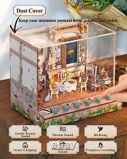 DIY Miniature House Kit Wooden Dollhouse Kit with White Noise Tiny Diorama