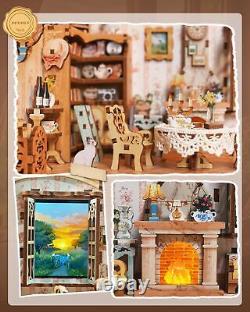 DIY Miniature House Kit Wooden Dollhouse Kit with White Noise Tiny Diorama