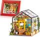 DIY Miniature House Kits Greenhouse & Christmas Frame Mini Room Bundle Gifts for