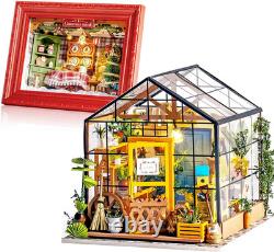 DIY Miniature House Kits Greenhouse & Christmas Frame Mini Room Bundle Gifts for