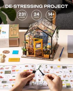 DIY Miniature House Kits Greenhouse & Christmas Frame Mini Room Bundle Gifts for