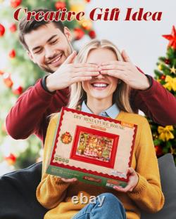 DIY Miniature House Kits Greenhouse & Christmas Frame Mini Room Bundle Gifts for