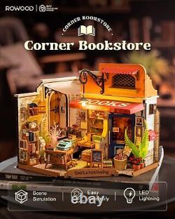 DIY Miniature House Kits with Display Case Box Corner Bookstore Craft Kits