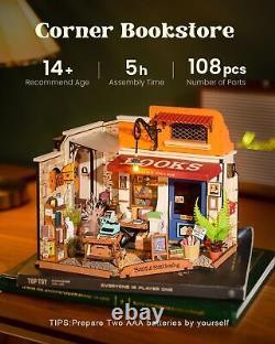 DIY Miniature House Kits with Display Case Box Corner Bookstore Craft Kits