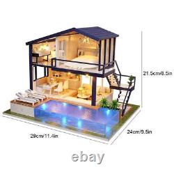 DIY Miniature Kit Wooden Villa with Swimming Pool Model Kits Christmas Decora