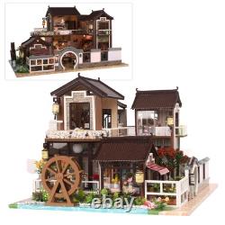 DIY Miniature Wooden Dollhouse Chinese House Model Handcrafted Building Toy Gift