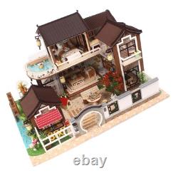 DIY Miniature Wooden Dollhouse Chinese House Model Handcrafted Building Toy Gift