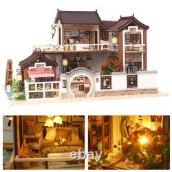 DIY Miniature Wooden Dollhouse Chinese House Model Handcrafted Building Toy Gift